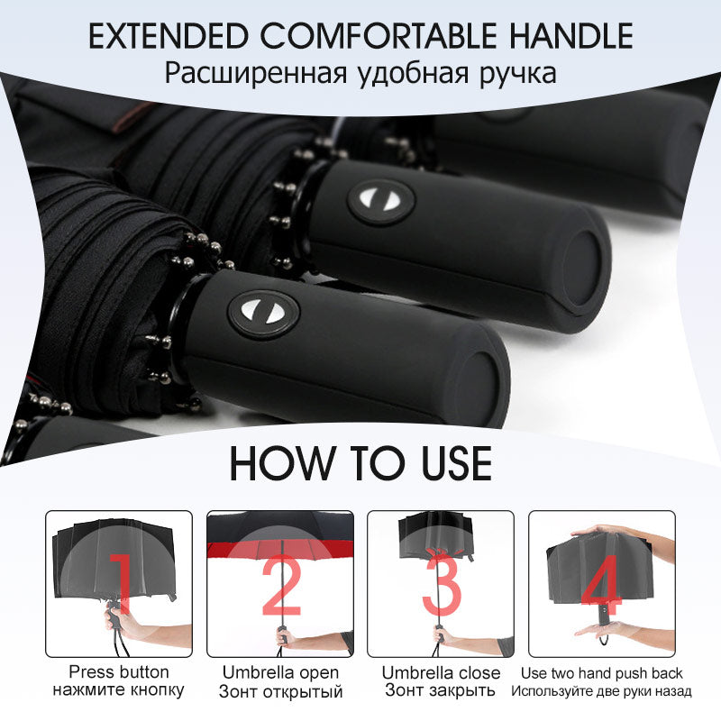 BowLift | StormShield Automatic Umbrella – Windproof Storm Umbrella with Reversed Closing Mechanism