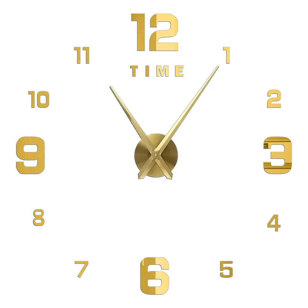 Big Wall Clock DIY 3D Self Adhesive Mirrored Acrylic Wall Clock For Kitchen Dining Room Living Room Creative Home Decor | Bowlift