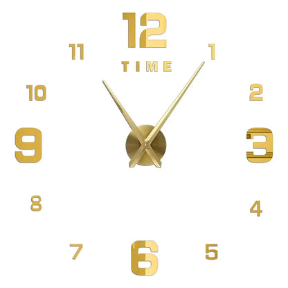 Big Wall Clock DIY 3D Self Adhesive Mirrored Acrylic Wall Clock For Kitchen Dining Room Living Room Creative Home Decor | Bowlift
