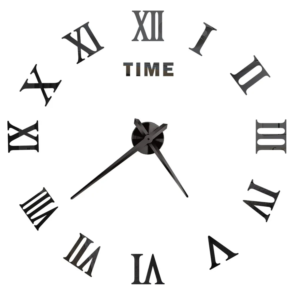 Big Wall Clock DIY 3D Self Adhesive Mirrored Acrylic Wall Clock For Kitchen Dining Room Living Room Creative Home Decor | Bowlift