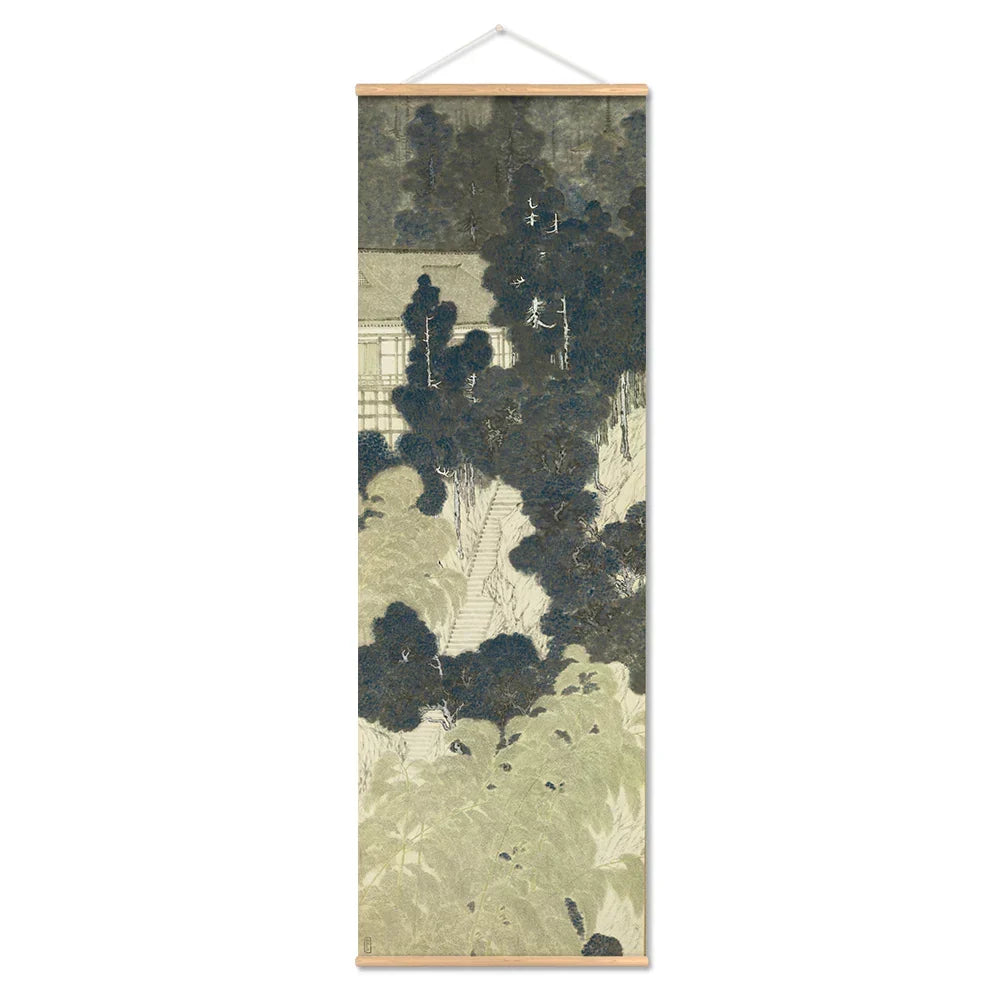 Skanto | Japanese Ou-Mi Ukiyoe Scroll Poster Landscape Wall Art Pictures Living Room Vintage Painting Country House Decor
