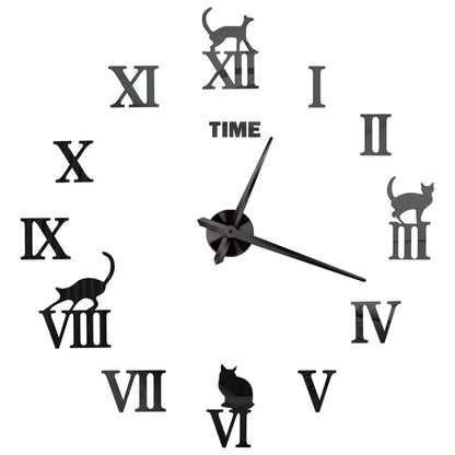 Big Wall Clock DIY 3D Self Adhesive Mirrored Acrylic Wall Clock For Kitchen Dining Room Living Room Creative Home Decor | Bowlift