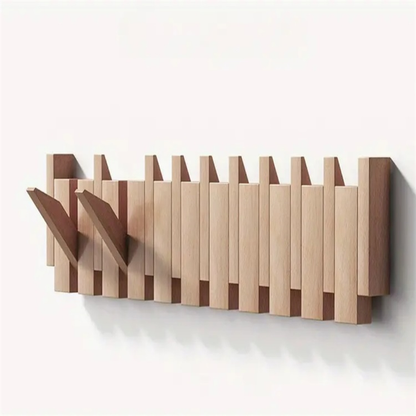 Wooden Wall Hanger in Piano Design with Foldable Hooks | Skanto
