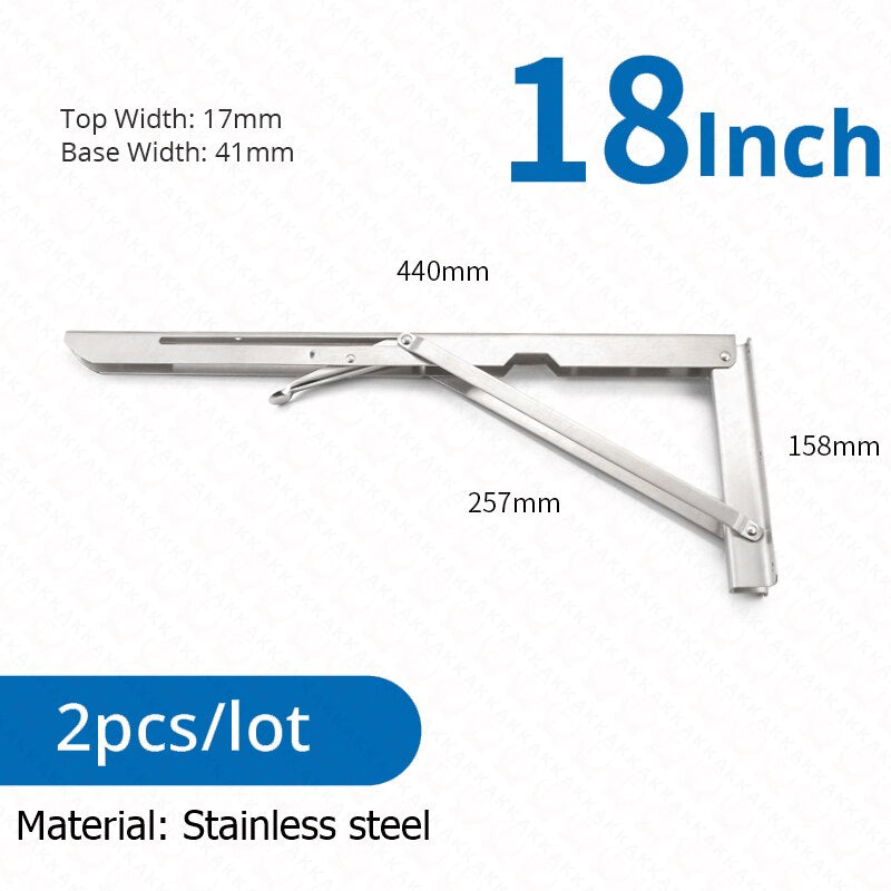 Skanto | 2-Piece Set Foldable Shelf Brackets, Heavy Duty, Stainless Steel for Tables, RVs, and Space Saving