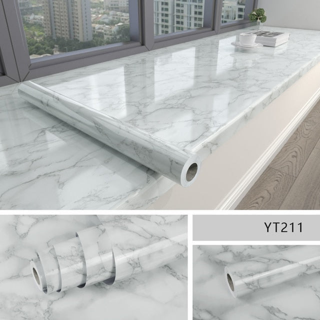 Marble Effect Self-Adhesive Waterproof Wallpaper | Skanto