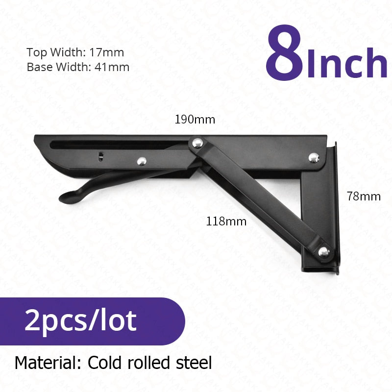 2-piece set of foldable shelf brackets, sturdy, made of stainless steel for tables, RVs, and space-saving