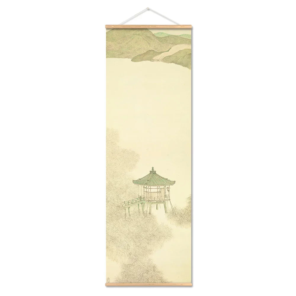 Skanto | Japanese Ou-Mi Ukiyoe Scroll Poster Landscape Wall Art Pictures Living Room Vintage Painting Country House Decor