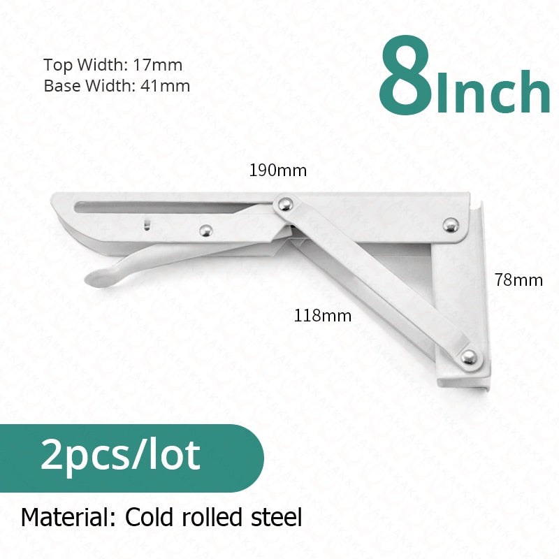 Skanto | 2-Piece Set Foldable Shelf Brackets, Heavy Duty, Stainless Steel for Tables, RVs, and Space Saving