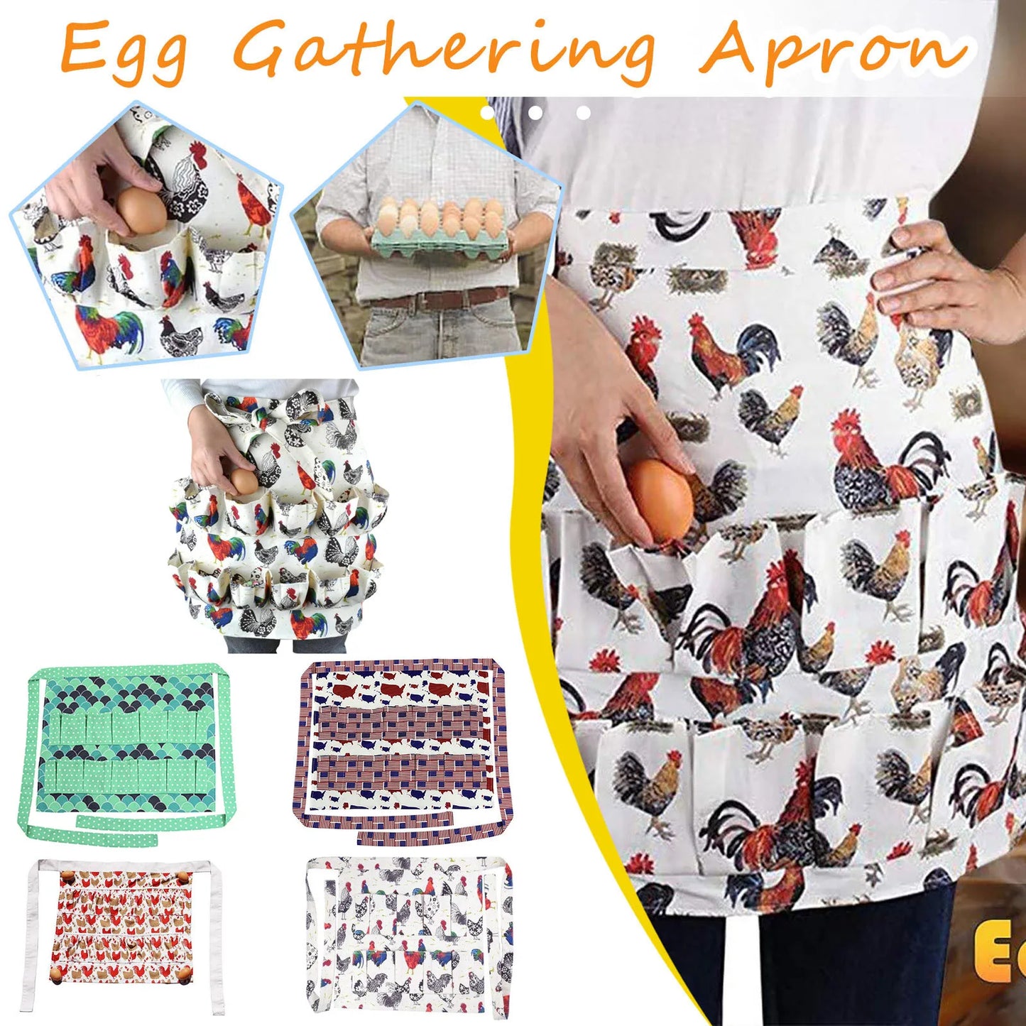 Skanto | Skanto Egg Collecting Harvest Apron - Farm & Garden Apron with Pockets for Chicken, Duck & Goose Eggs