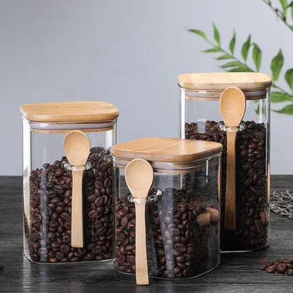 Bamboo and Glass 3-piece container set Brehn