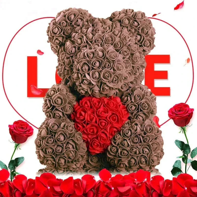 BowLift | Rose Teddy Bear with Handmade Foam Roses – 40cm