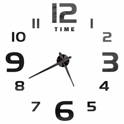 Big Wall Clock DIY 3D Self Adhesive Mirrored Acrylic Wall Clock For Kitchen Dining Room Living Room Creative Home Decor | Bowlift