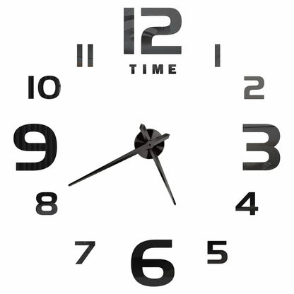 Large Wall Clock DIY 3D Self-adhesive Mirror Acrylic Wall Clock for Kitchen Dining Room Living Room Creative Home Decor | Karnz