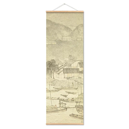Skanto | Japanese Ou-Mi Ukiyoe Scroll Poster Landscape Wall Art Pictures Living Room Vintage Painting Country House Decor