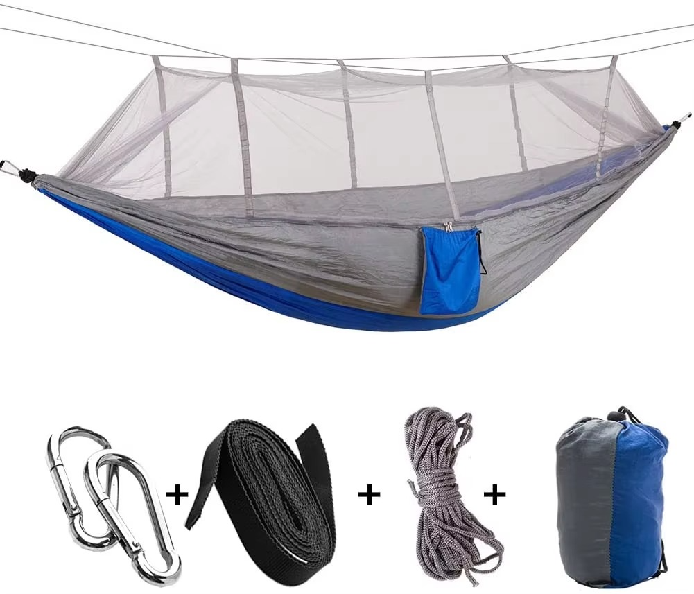 Skanto | 2-Person Outdoor Hammock with Mosquito Net - Portable Parachute Fabric Camping Bed
