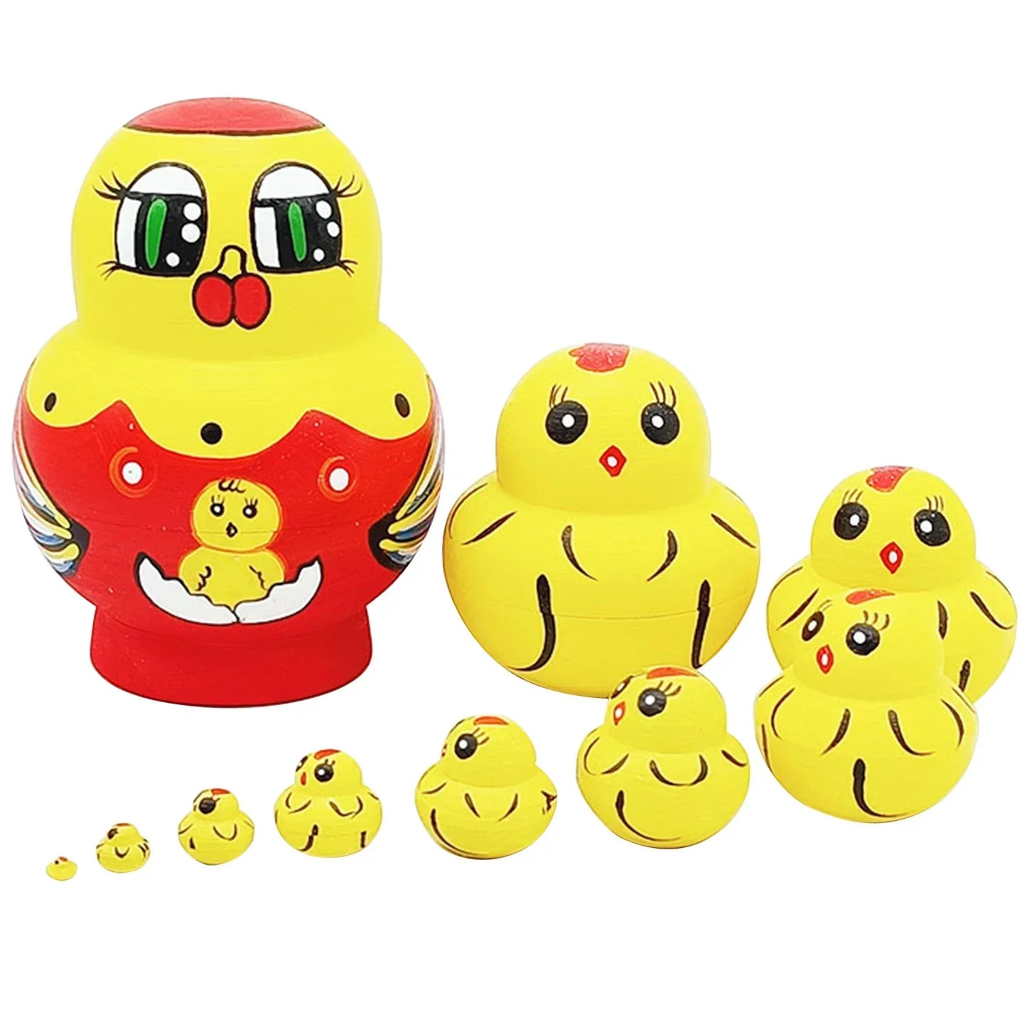 10-Piece Wooden Russian Matryoshka Doll Set for Cultural Decor and Gifts
