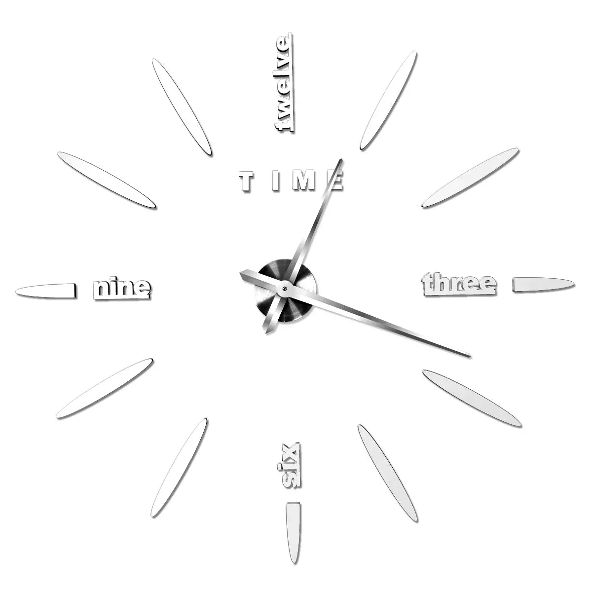 Big Wall Clock DIY 3D Self Adhesive Mirrored Acrylic Wall Clock For Kitchen Dining Room Living Room Creative Home Decor | Bowlift