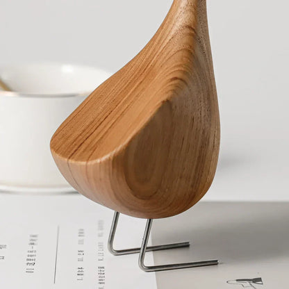 Skanto | Nordic Wooden Goose Figures Abstract Teak Wood Sculpture Love Couple Figurines Natural Animal Ornaments for Home Decoration