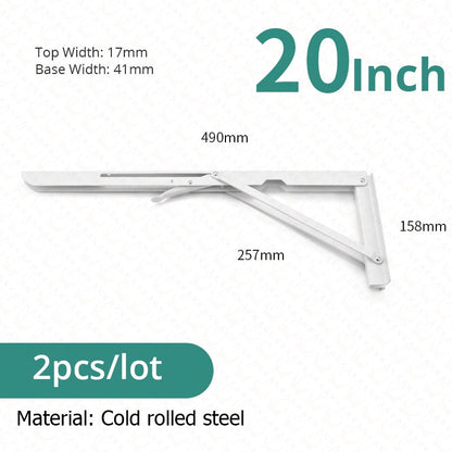 2-piece set of foldable heavy-duty stainless steel shelf brackets for tables, RVs, and space-saving
