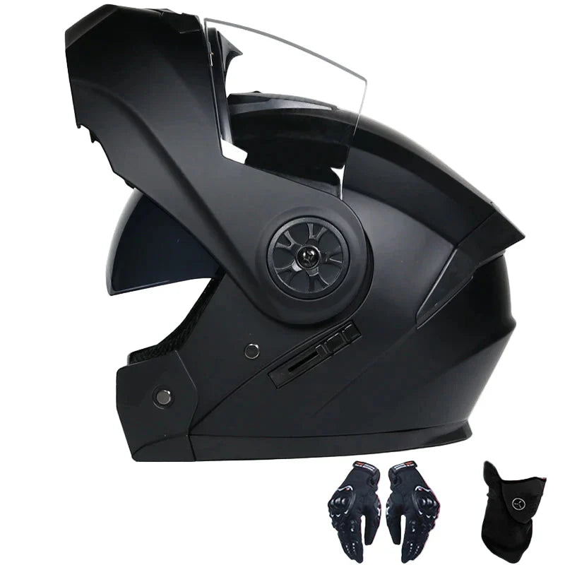 DOT Modular Flip-Up Motorcycle Helmet with Clear Visor and Inner Sun Shield