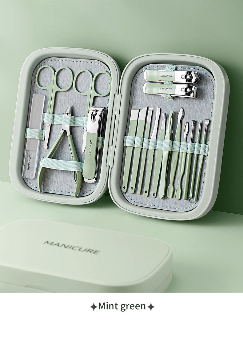 Skanto | Upgraded 18-Piece Professional Stainless Steel Nail Clipper Travel Set, Manicure and Pedicure Kit
