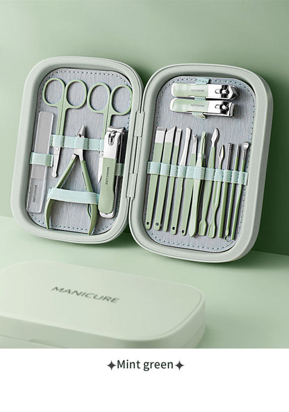 Skanto | Upgraded 18-Piece Professional Stainless Steel Nail Clipper Travel Set, Manicure and Pedicure Kit