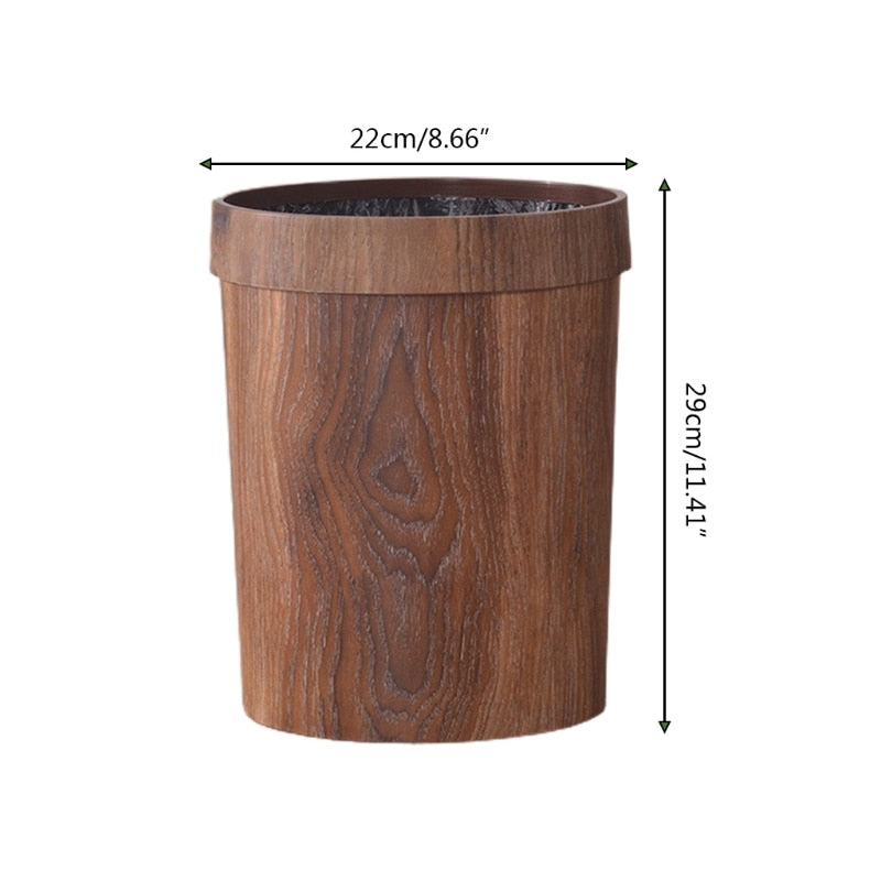Elegant Retro Wood Grain Trash Can | Karnz