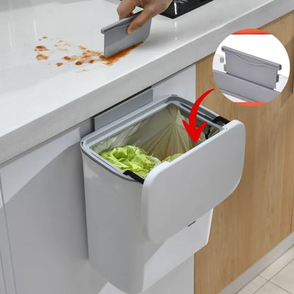 Skanto Skanto | JYPS 7/9L Large Capacity Hanging Trash Can - Wall Mounted Kitchen Recycling Bin with Lid, Ideal for Bathroom and Kitchen Use