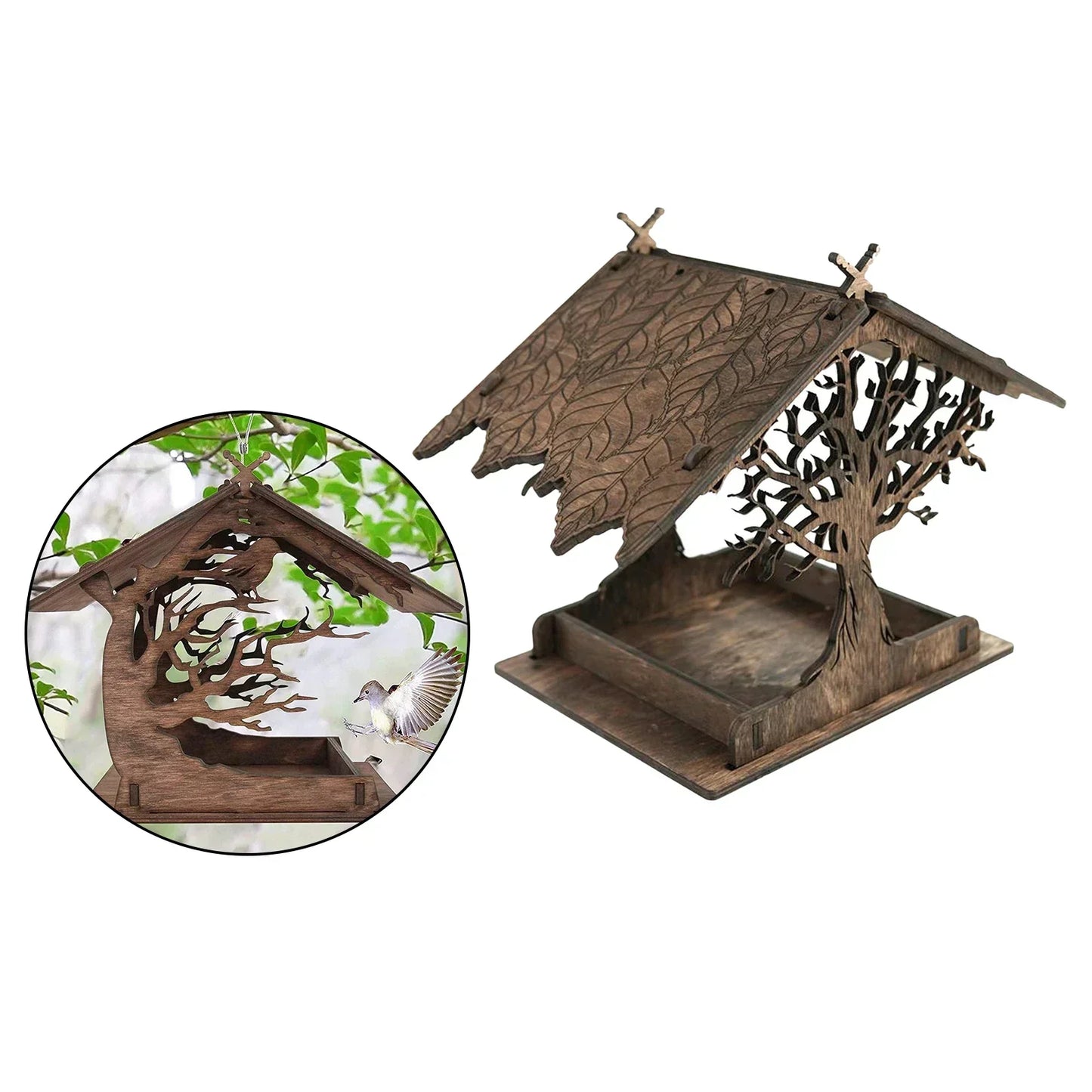 Skanto | Rustic Wooden House Bird Feeder