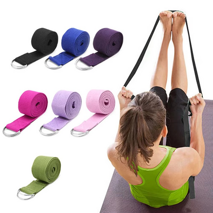 BowLift | Premium Cotton Yoga Strap with Adjustable D Ring Buckle for Stretching and Pilates