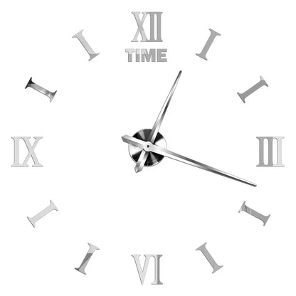 Big Wall Clock DIY 3D Self Adhesive Mirrored Acrylic Wall Clock For Kitchen Dining Room Living Room Creative Home Decor | Bowlift