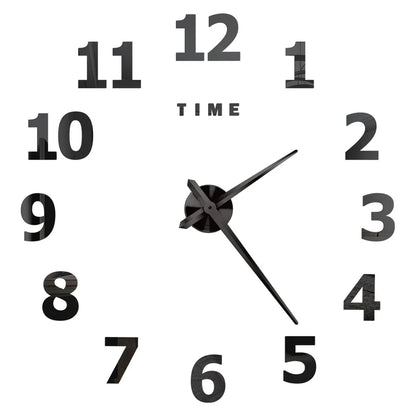 Big Wall Clock DIY 3D Self Adhesive Mirrored Acrylic Wall Clock For Kitchen Dining Room Living Room Creative Home Decor | Bowlift
