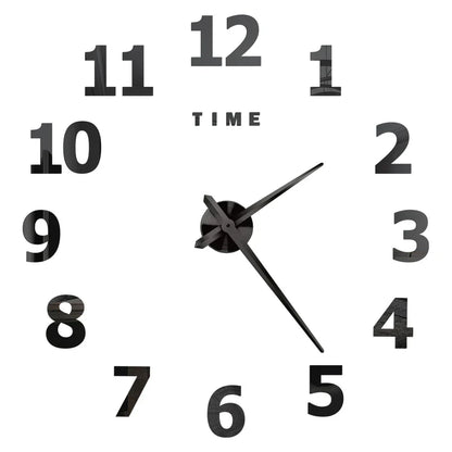 Large Wall Clock DIY 3D Self-adhesive Mirror Acrylic Wall Clock for Kitchen Dining Room Living Room Creative Home Decor | Karnz