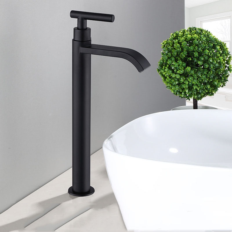 Skanto | Matte Black Cold Water Single Faucet for Sink Installation