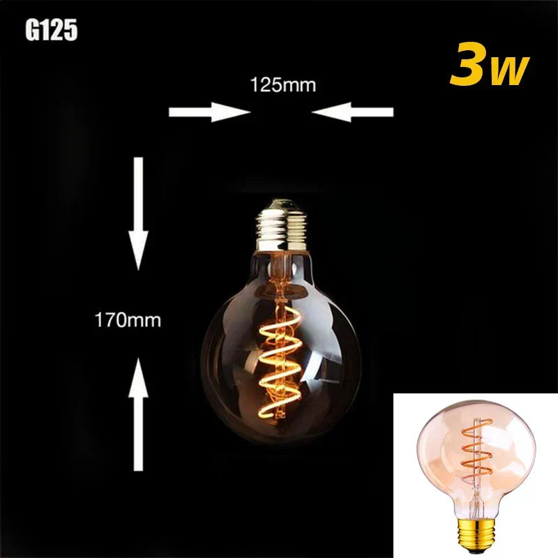 Skanto | Dimmable Vintage LED Bulb (3W, E27 Base) - Gold Spiral Filament for Chandeliers & Decorative Lighting