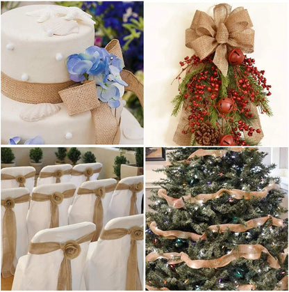 Skanto | 3M Rustic Jute Ribbon – 60mm Wide Gift Ribbon for DIY, Christmas & Weddings