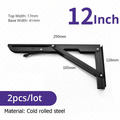 2-piece set of foldable shelf brackets, sturdy, made of stainless steel for tables, RVs, and space-saving