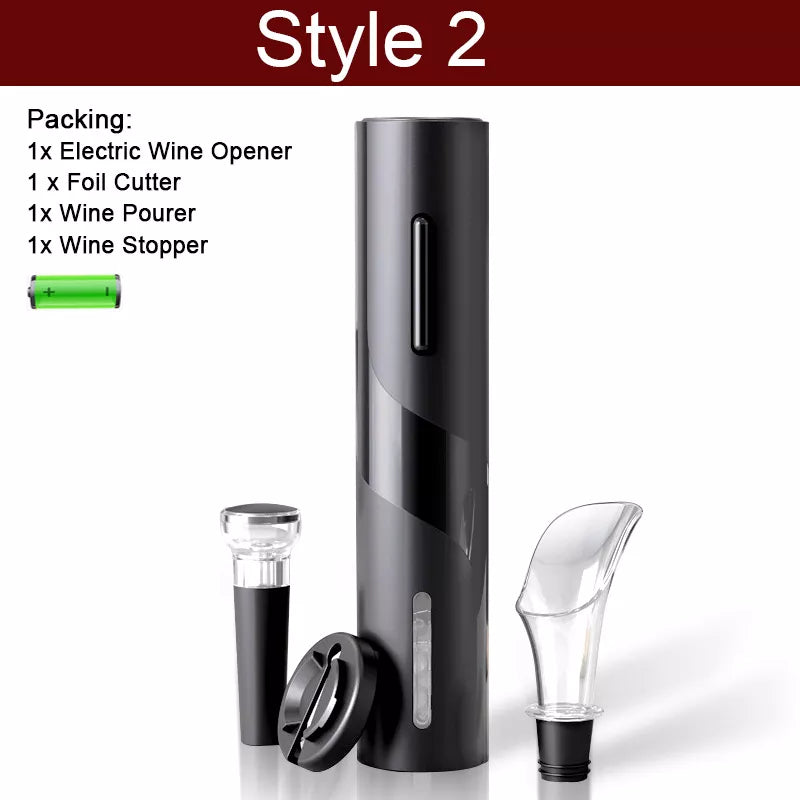 Skanto | Electric Corkscrew - Automatic Wine Opener with Stand, Foil Cutter, and Beer Can Opener - Kitchen and Bar Can Opener