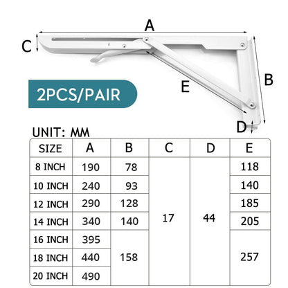Skanto | 2-Piece Set Foldable Shelf Brackets, Heavy Duty, Stainless Steel for Tables, RVs, and Space Saving