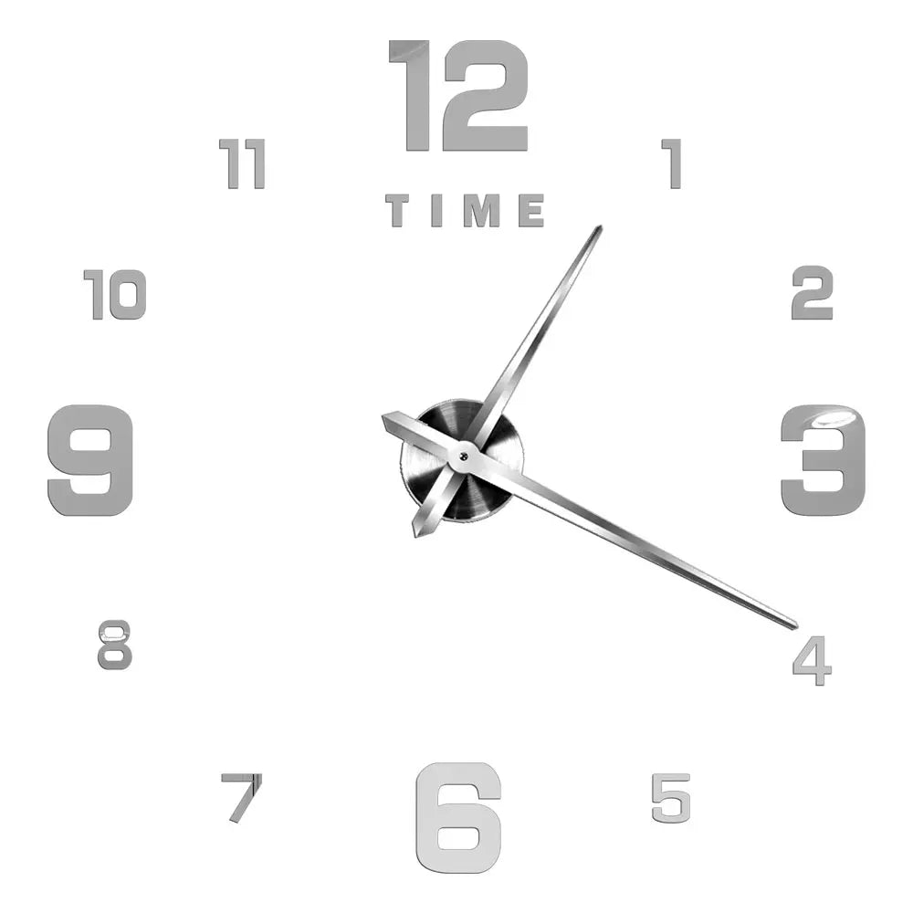 Big Wall Clock DIY 3D Self Adhesive Mirrored Acrylic Wall Clock For Kitchen Dining Room Living Room Creative Home Decor | Bowlift