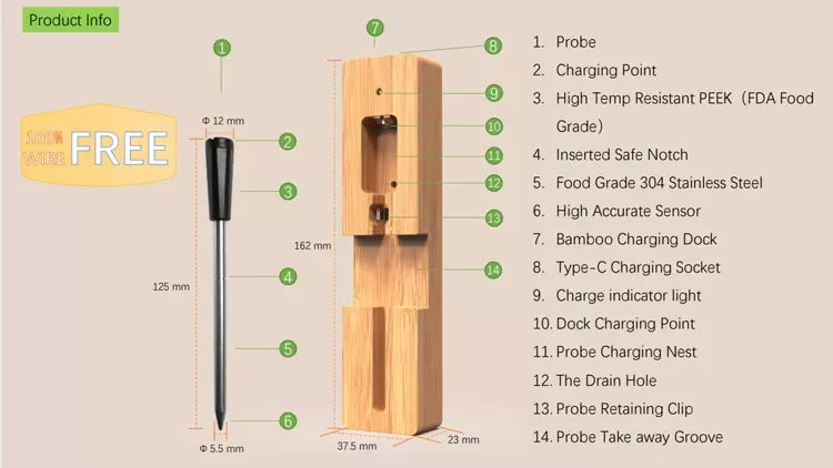 Skanto Skanto | MeatIQ Digital Meat Thermometer with Wireless Probe – Perfect for Precise Cooking Temperatures Every Time