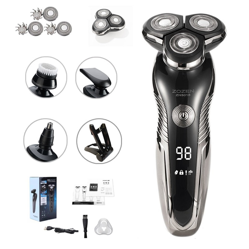 BowLift | Rechargeable Wet & Dry Electric Shaver for Men – Waterproof Grooming with LCD Display