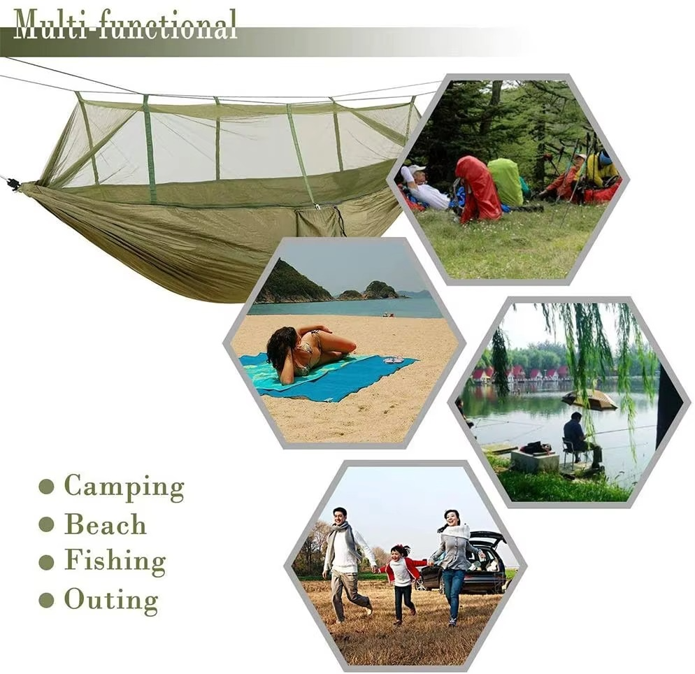 Skanto | 2-Person Outdoor Hammock with Mosquito Net - Portable Parachute Fabric Camping Bed