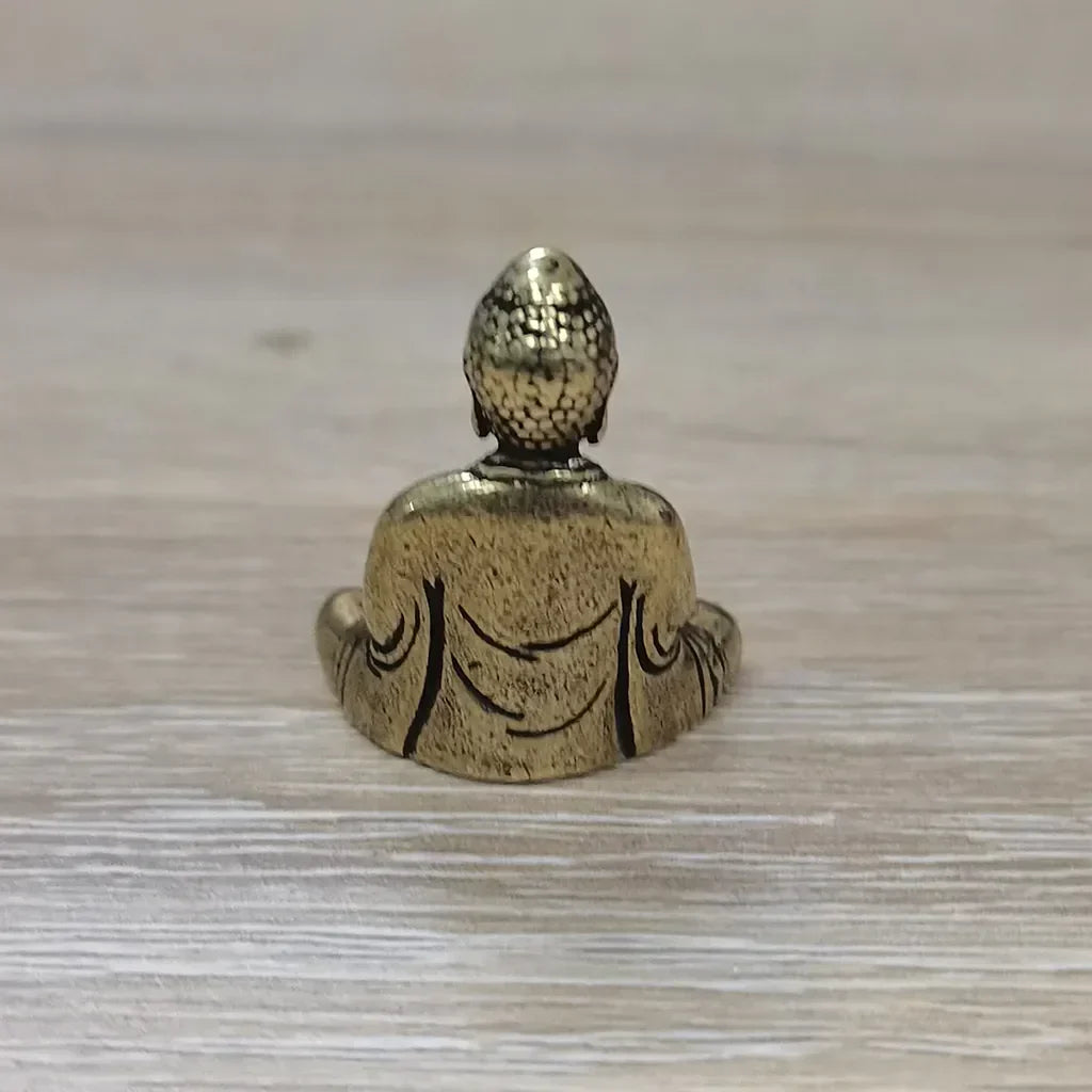Skanto | 10 Piece Mini Brass Sitting Buddha Statue Figurine for Travel Buddhism Worship Home Office Desk Decoration