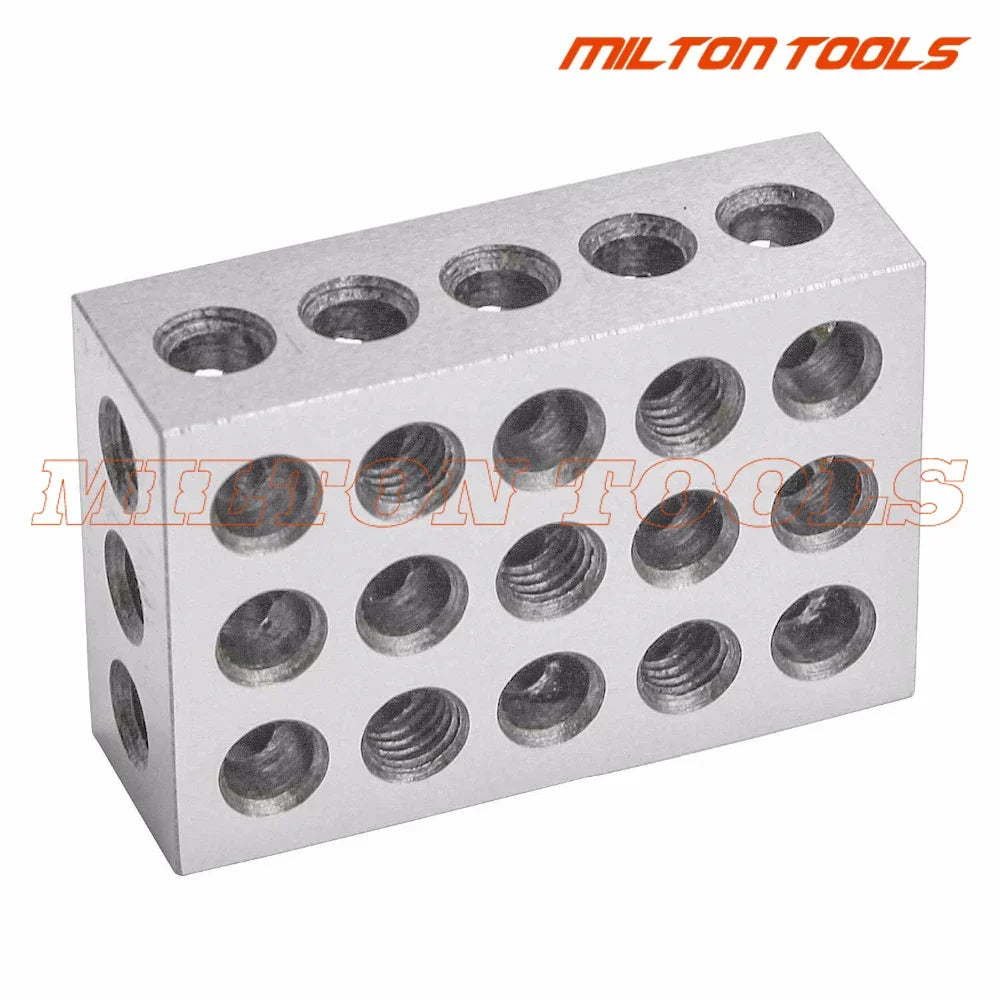 Skanto | 2 Pcs Hardened Steel 1-2-3" Blocks - Precision Machine Building Milling Tooling with 0.0001" Accuracy, 23-Hole Block Gage Set