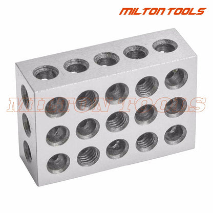 Skanto | 2 Pcs Hardened Steel 1-2-3" Blocks - Precision Machine Building Milling Tooling with 0.0001" Accuracy, 23-Hole Block Gage Set