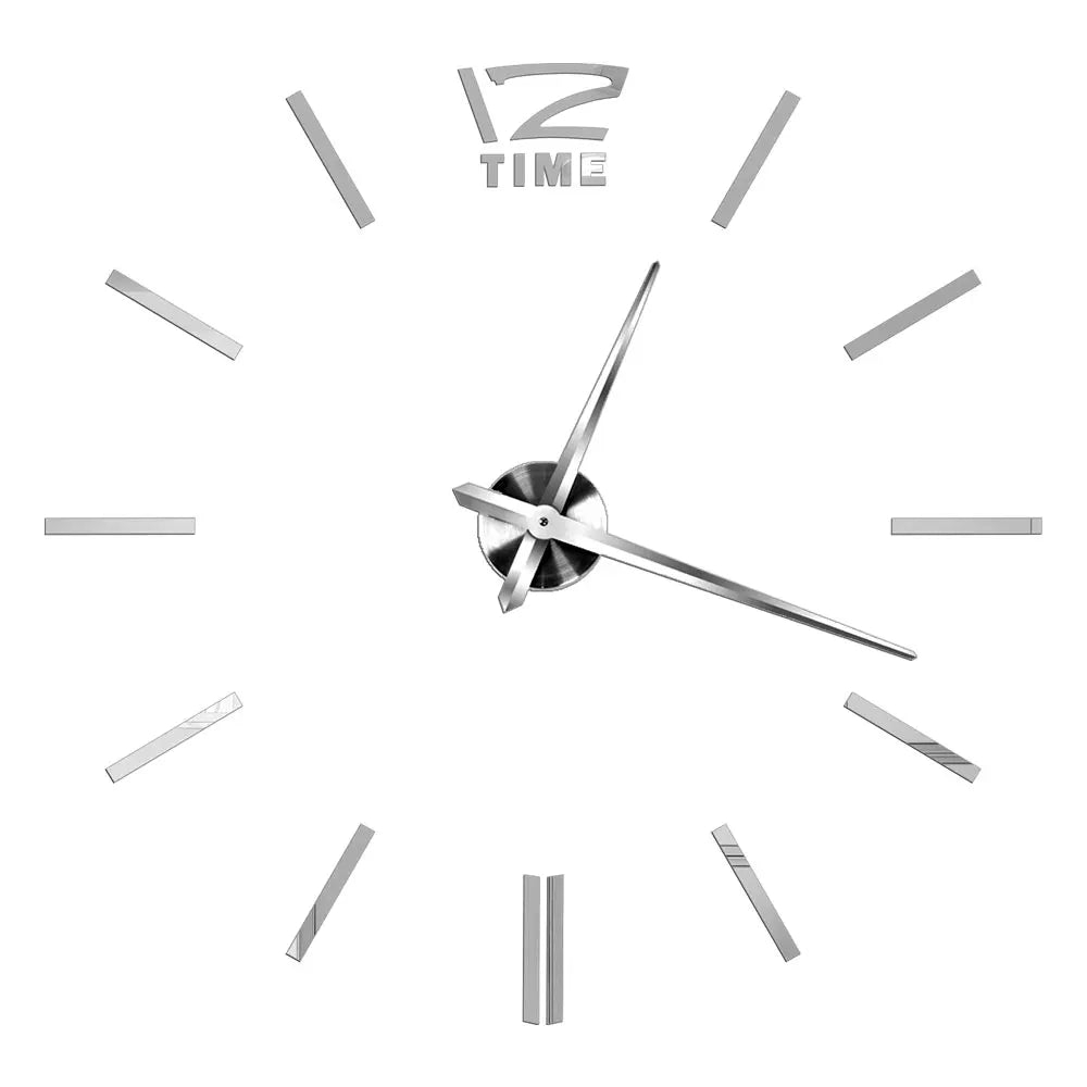 Big Wall Clock DIY 3D Self Adhesive Mirrored Acrylic Wall Clock For Kitchen Dining Room Living Room Creative Home Decor | Bowlift