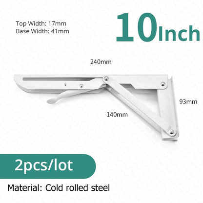 2-piece set of foldable shelf brackets, sturdy, made of stainless steel for tables, RVs, and space-saving