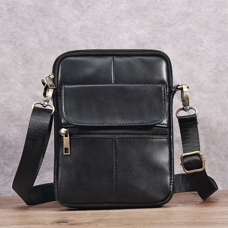 Skanto | Men's Small Genuine Leather Shoulder Bag – Compact Crossbody with Adjustable Strap