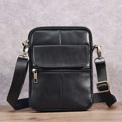 Skanto | Men's Small Genuine Leather Shoulder Bag – Compact Crossbody with Adjustable Strap